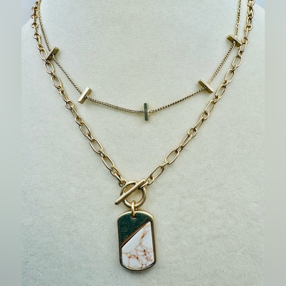 a.n.a Gold Tone Toggle Necklace NWT